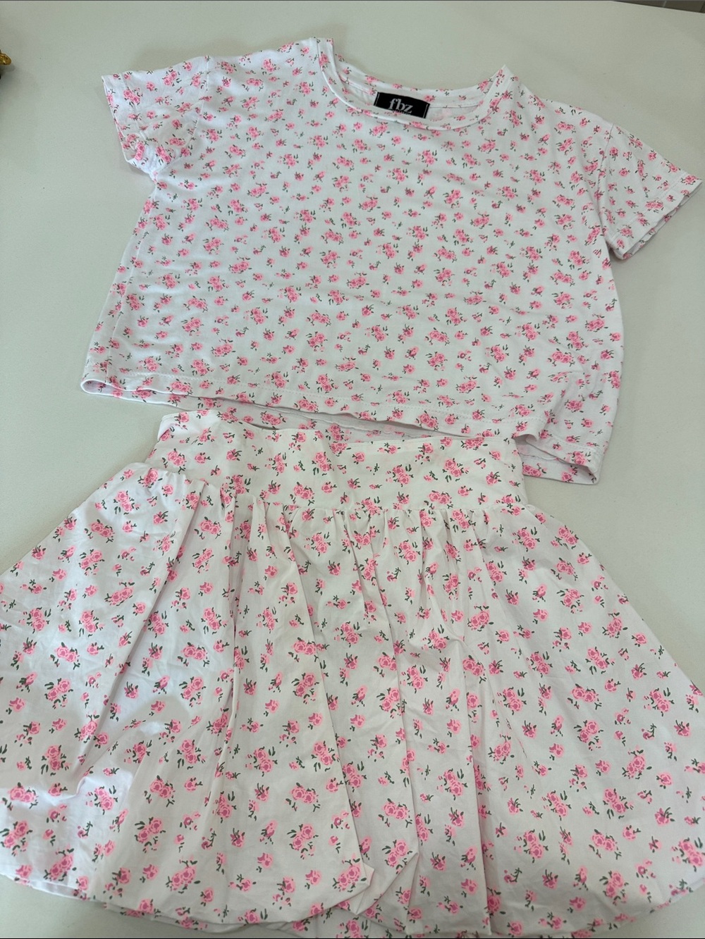 Girls' Pink Floral Matching Set - Top & Skirt Never worn or washed*